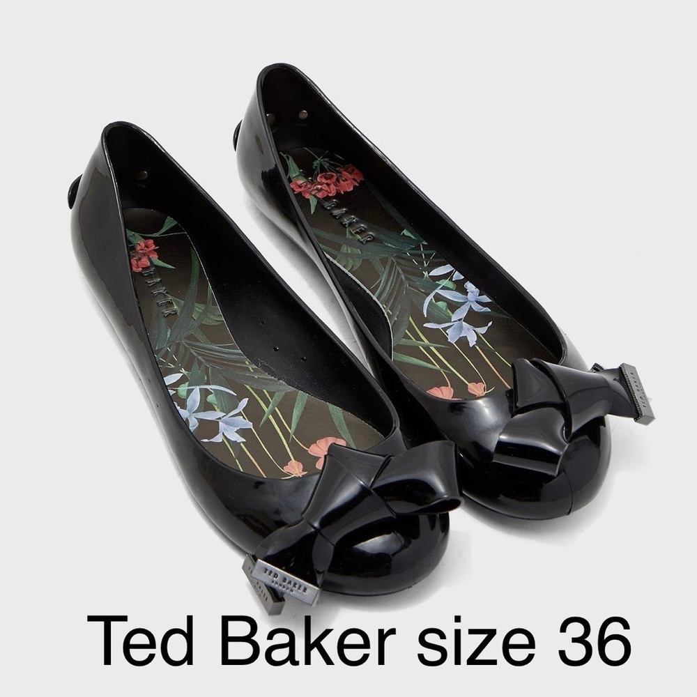 New Ted Baker Mahlin Origami Bow Ballerina sandal flat flats shoes black 5.5 36